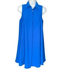 Amanda Uprichard Blue Button Up Collared Sheath Shirt Dress Size Small